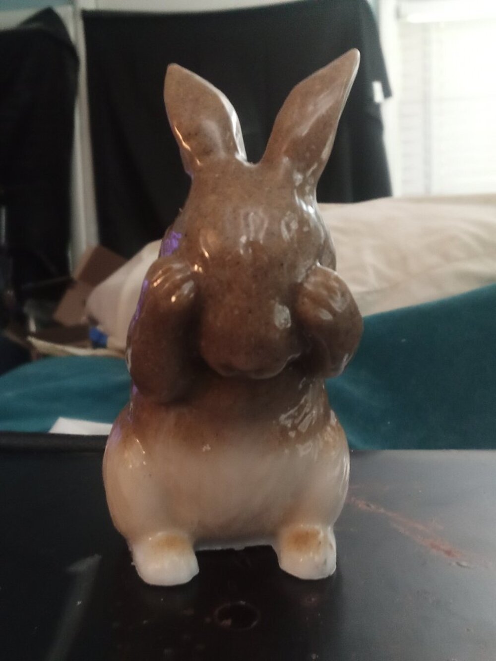 Handmade Wise Bunny Rabbit See No Evil Statue